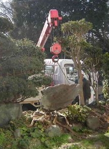 東京都稲城市　庭石の移動・撤去